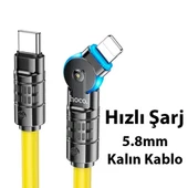HOCO U118 Döner Başlıklı PD to iPhone Lightning Hızlı Şarj ve Veri Kablosu (Sarı) - 2