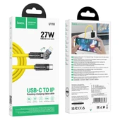 HOCO U118 Döner Başlıklı PD to iPhone Lightning Hızlı Şarj ve Veri Kablosu (Sarı) - 5