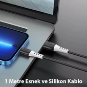 HOCO X82 iPhone Lightning to USB 2.4A Silikon Data ve Şarj Kablosu (Siyah) - 3