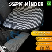 S-Dizayn Oto Koltuk Koruyucu Alt Minder Çizgili Füme Beyaz Universal 2+1 Parça Ön Arka A+ Kalite - 2