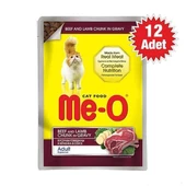 Me-O Pouch Dana ve Kuzu Etli Yetişkin Kedi Yaş Maması 80 Gr x 12 Adet - 1