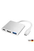 shaza 3in1 Type-c To Hdmı Hub Port Adaptör Pd Usb 3.0 4k Hdmı Çıkışlı Uyumlu - 4