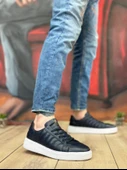 ET0348 İçi Dışı Hakiki Deri Bağcıklı Lacivert Casual Erkek Ayakkabı - 1