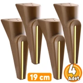 (4 ADET) Nota Ceviz 19 Cm Mobilya Kanepe Tv Ünitesi Koltuk Ayağı Ayakları Ahşap Desenli - 1