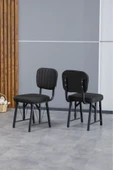 Hayat Serisi Mutfak Sandalyesi, Yemek, Bahçe, Kafe, Modern Sandalye 4 Adet - Siyah - 1