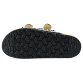 Erkan Saçmacı Siyah Sabit Çift Bantlı Renkli Taşlı Boncuklu Mantar Taban Görünümlü Terlik - 5