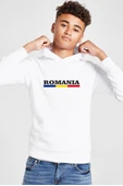 Romania Flag Lettern Beyaz Çocuk 3ip Kapşonlu  Sweatshirt - 1