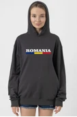 Romania Flag Lettern Füme Kadın 2ip Kapşonlu thumbnail 1