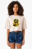 Cobra Kai Logo Bej Kadın Crop Tshirt thumbnail 1