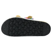 Erkan Saçmacı Beyaz Sabit Çift Bantlı Renkli Taşlı Boncuklu Mantar Taban Görünümlü Terlik - 5