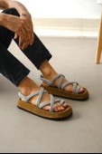 ET0343 Erkek Bodrum İp Halat Gri Günlük Sandalet - 3