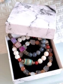 3.Lü Doğal Taş Damarlı Akik,Firuza Ve Jasper Taşı Doğaltaş Bileklik MDL189188187 - 4