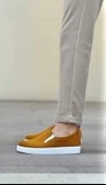 ET0339 Bağcıksız Kadife Hardal Beyaz Taban Günlük Erkek Ayakkabı thumbnail 5