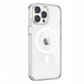 iPhone 14 Pro MagSafe Uyumlu Kamera Korumalı Şeffaf Silikon Kılıf - 1