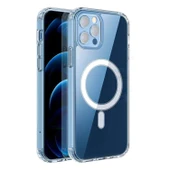 iPhone 12 Pro Max MagSafe Uyumlu Kamera Korumalı Şeffaf Silikon Kılıf - 1