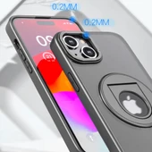 iPhone 15 Plus Magsafe Uyumlu Standlı Manyetik Silikon Kılıf (Siyah) - 2