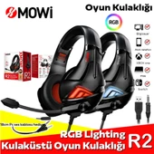 XMOWi R2 Gaming Mikrofonlu RGB Oyuncu Kulaklılığı Gurultu Engelleyici Kulaklik (Siyah-Gri) - 3
