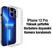 iPhone 12 Pro Kamera Korumalı Ultra İnce Şeffaf Silikon Kılıf - 2