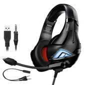 XMOWi R2 Gaming Mikrofonlu RGB Oyuncu Kulaklılığı Gurultu Engelleyici Kulaklik (Siyah-Gri) - 1