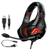 XMOWi R2 Gaming Mikrofonlu RGB Oyuncu Kulaklılığı Gurultu Engelleyici Kulaklik (Siyah-Kırmızı) - 1