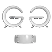 G Shape Kablosuz Şarj Standlı Bluetooth hoparlör RGB Led Gece Lambası (Beyaz) - 4