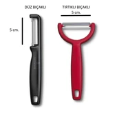 Siyah & Kırmızı Soyacak Seti 2 li (Düz Kenar & Tırtıklı Kenar) - 1