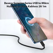 Baseus Superior Series USB to Mikro Hızlı Şarj ve Data Kablosu 2A 1m (Siyah) - 4