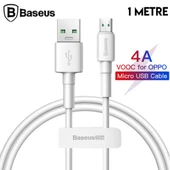 Baseus Mini White Micro USB 4A OPPO VIVO Dash Usb Şarj Kablosu 1Metre (Beyaz) - 1