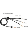 CARUB Şarj Kablosu Geri Çekilebilir Usb 1.2m 3in 1 - 2
