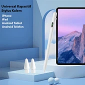 K-2268 Dijital Göstergeli Universal Kapasitif Stylus iPad Tablet Dokunmatik Kalem (Beyaz) - 2