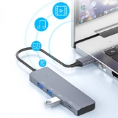 ADS-309A 4in1 USB to USB + Type-C Hub Adaptör Çevirici Dönüştürücü Çoğaltıcı (Füme) - 5