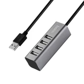 HOCO HB1 80cm Kablolu 4 Portlu USB Çoğaltıcı HUB Adaptör (Füme) - 1