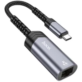 Hoco UA26 Type-c OTG RJ45 İnternet Adaptörü Dönüştürücü 1000 Mbps (Gri) - 1