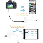 NK-104pro USB-C / 8-pin SD TF kart okuyucu 4-in-2 kamera bellek kart okuyucu SD + TF + USB OTG + USB-C Şarj Adaptörü (Beyaz) - 4