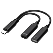 İphone 15 İçin Type-c Şarj + kulaklık 2İn1 Çevirici Adaptör 60W (Siyah) - 1