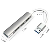 A-809 4in1 USB to USB Hub Çoğaltıcı Adaptör (Gri) - 3