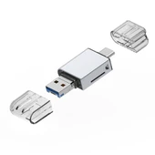 USB 3.0+Type-c+Lightning Sd Kart Okuyucu - Hızlı Card Reader (Gümüş) - 1