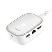 Baseus 6in1 USB Type C Çok Fonksiyonlu HUB, B 3.0,RJ45,HDMI,SD,micro SD 60W (Beyaz) - 1