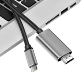 Type-C to HDMİ 4K 60Hz Çevirici Görüntü Kablosu 1.8M - HDTV Projektör (Siyah) - 4