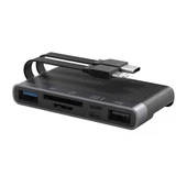 NK-1048HD 6in1 USB + Type-C + Lightning + SD-TF Kart Okuyucu Çevirici Adaptör (Siyah) - 1