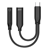 İphone 15 İçin Type-c Şarj + 3.5mm kulaklık 2İn1 Çevirici Adaptör (Siyah) - 1