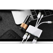 3 İN1 İPhone+Usb C+ Usb A Kamera Okuyucu Kart Okuyucu (Beyaz) - 4