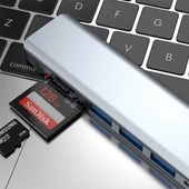 7in1 USB 3.1 HDMI 4K 30HZ 2K 1080P Type-C HUB Adaptör Dönüştürücü (Füme) - 2