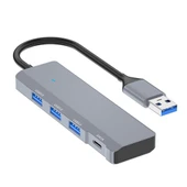 ADS-309A 4in1 USB to USB + Type-C Hub Adaptör Çevirici Dönüştürücü Çoğaltıcı (Füme) - 1