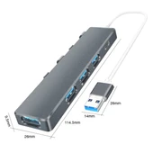 ADS-301A USB 3.0 to Type-C + USB 3.0 / 2.0 4-Port Hub Çoklayıcı Adaptör (Füme) - 2