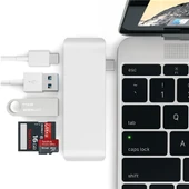 5in1 Usb-C Hub 3.0 Type-C Şarj Kart Okuyucu Type-C Adaptör (Gümüş) - 1