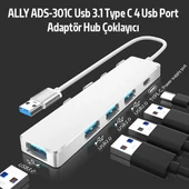 ADS-301A USB 3.0 to Type-C + USB 3.0 / 2.0 4-Port Hub Çoklayıcı Adaptör (Füme) - 3