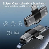 Mini 2in1 Type-c to Type-C Kulaklık + Şarj Adaptöru (Siyah) - 5