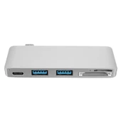 5in1 Usb-C Hub 3.0 Type-C Şarj Kart Okuyucu Type-C Adaptör (Gümüş) - 4