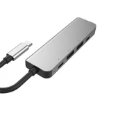 Usb Type-C to 5in1 Hdtv 2xUSB+2x PD Hub Adaptör Çoklayıcı (Gri) - 1